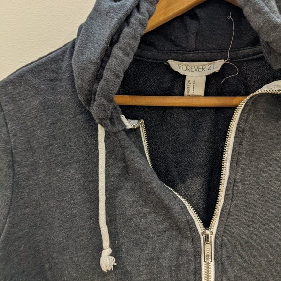 Simple Grey Zipper Hoodie - Picture 2 of 2
